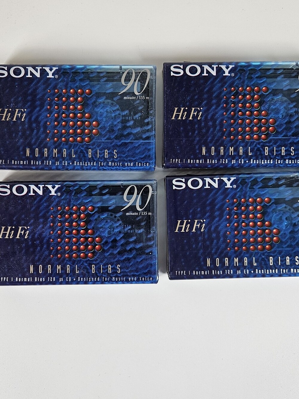 Lot of 4 Sony Hi-Fi 90 Blank Audio Cassette Tapes Normal Bias Type I New/Sealed